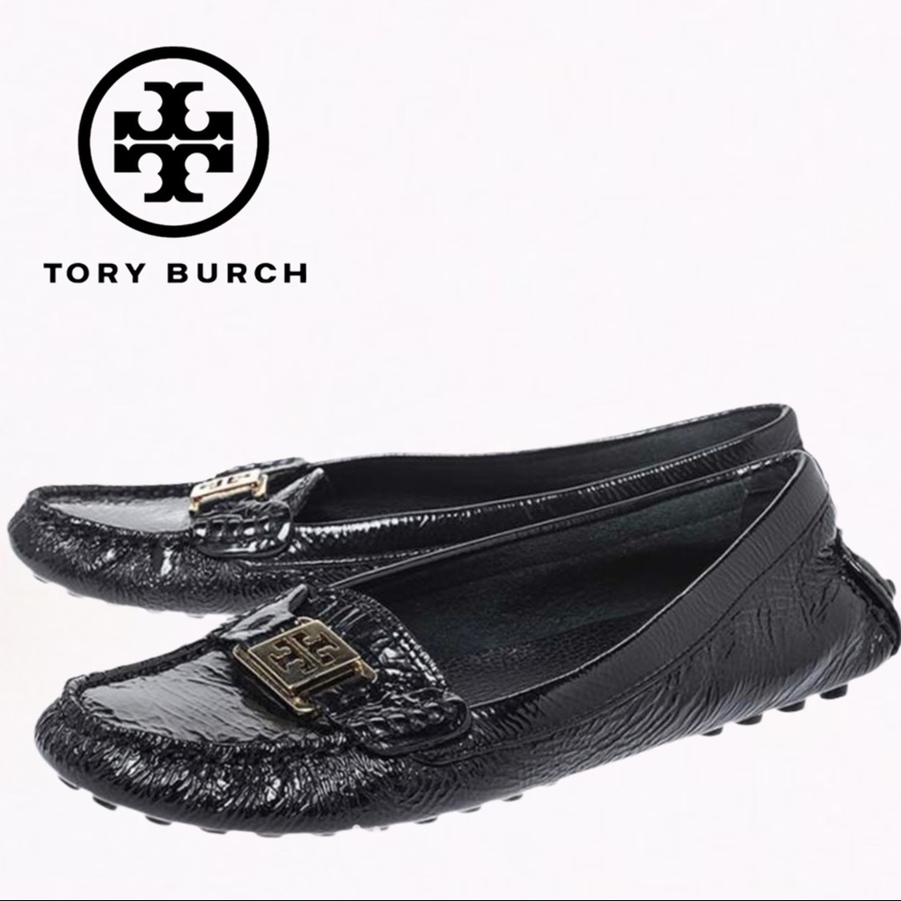 Tory Burch Kendrick Driving Loafers Black Patent